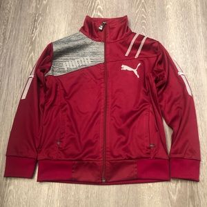 PUMA Boys Full Zip Track Jacket Burgundy SZ 10